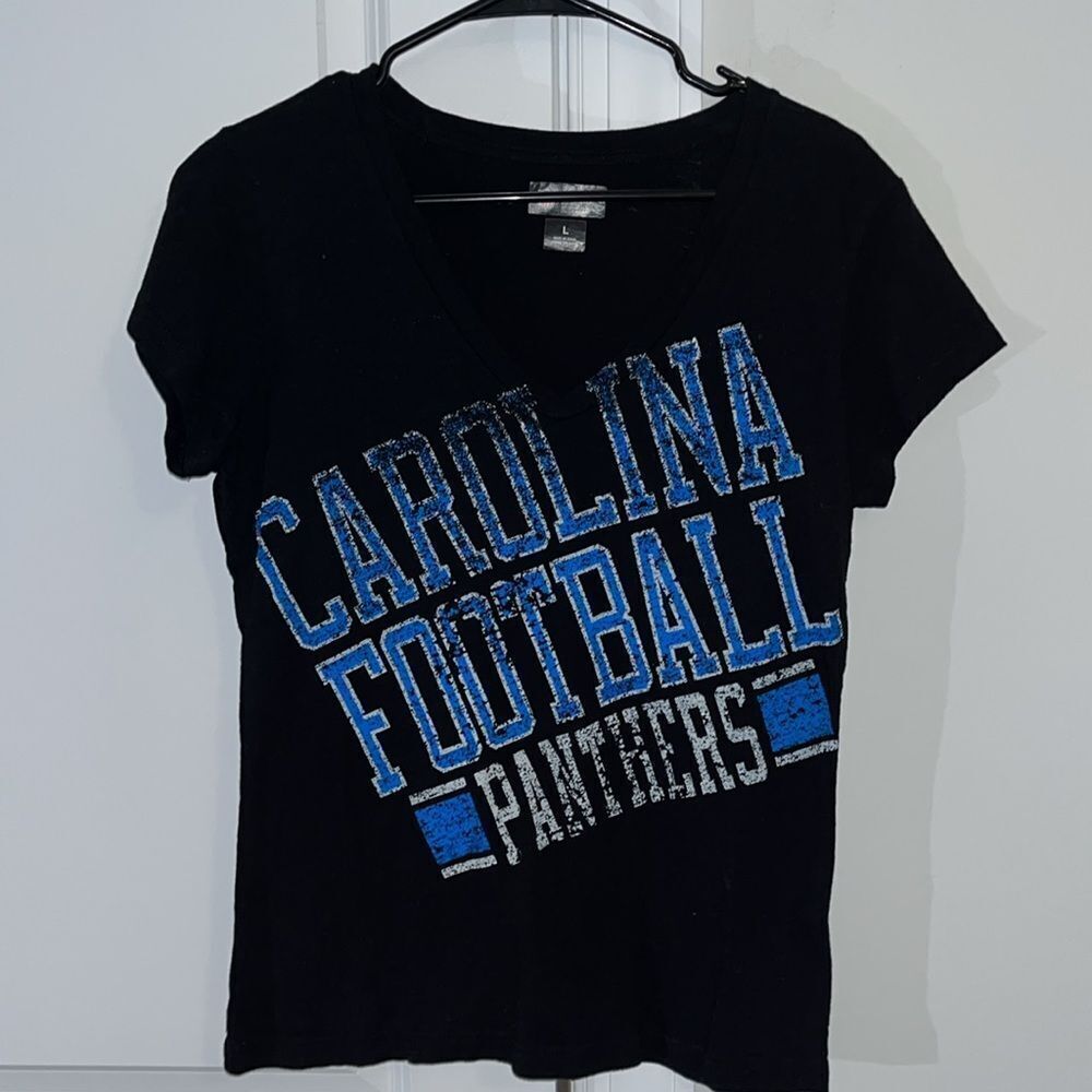 NFL Brand Women’s Carolina Panthers Sexy V cut Jersey shirt retro style T Shirt